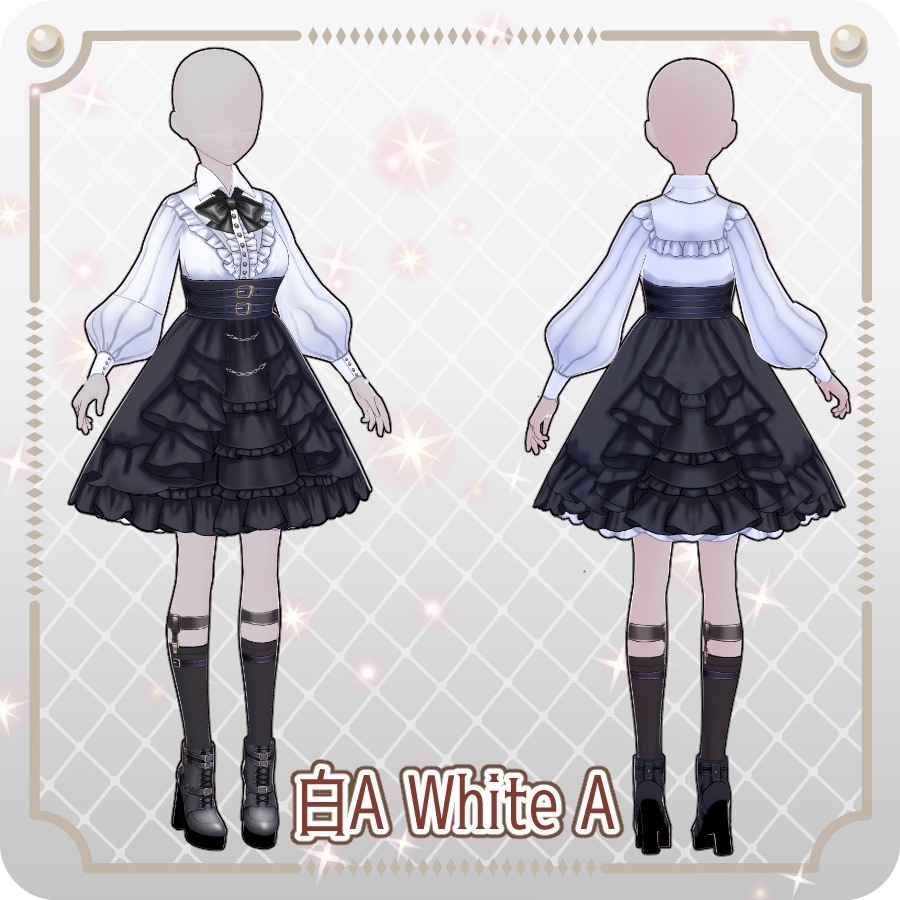 【VRoid Dress Set】フリルゴシックロリィタ12色Frill Gothic Lolita 12 Colors