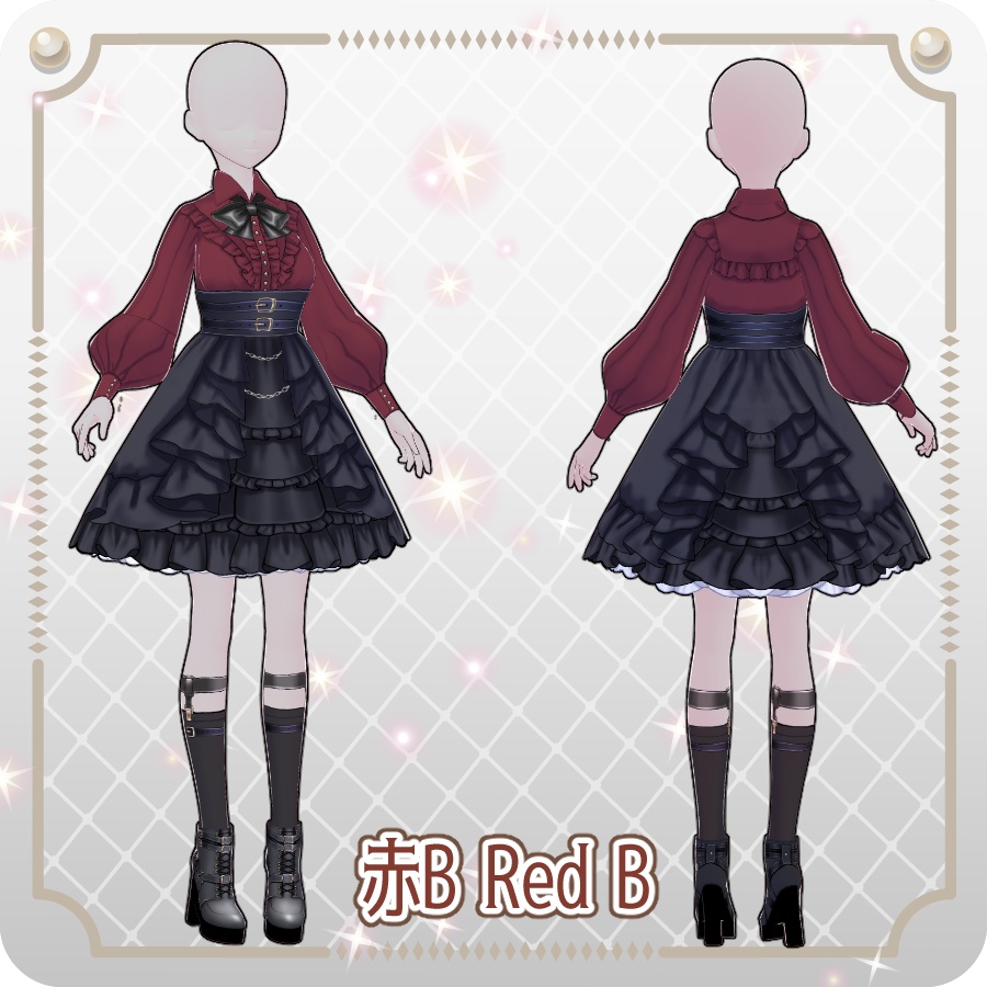 【VRoid Dress Set】フリルゴシックロリィタ12色Frill Gothic Lolita 12 Colors