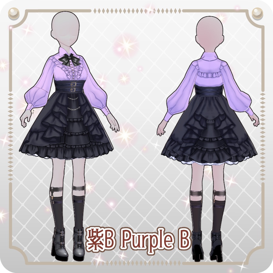 【VRoid Dress Set】フリルゴシックロリィタ12色Frill Gothic Lolita 12 Colors