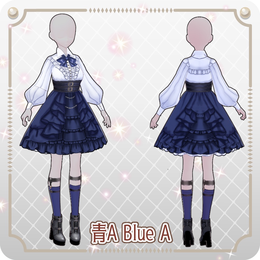 【VRoid Dress Set】フリルゴシックロリィタ12色Frill Gothic Lolita 12 Colors