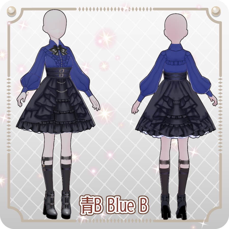 【VRoid Dress Set】フリルゴシックロリィタ12色Frill Gothic Lolita 12 Colors