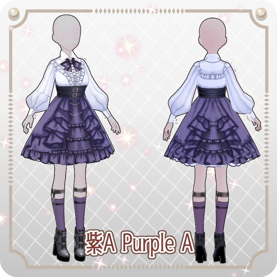 【VRoid Dress Set】フリルゴシックロリィタ12色Frill Gothic Lolita 12 Colors