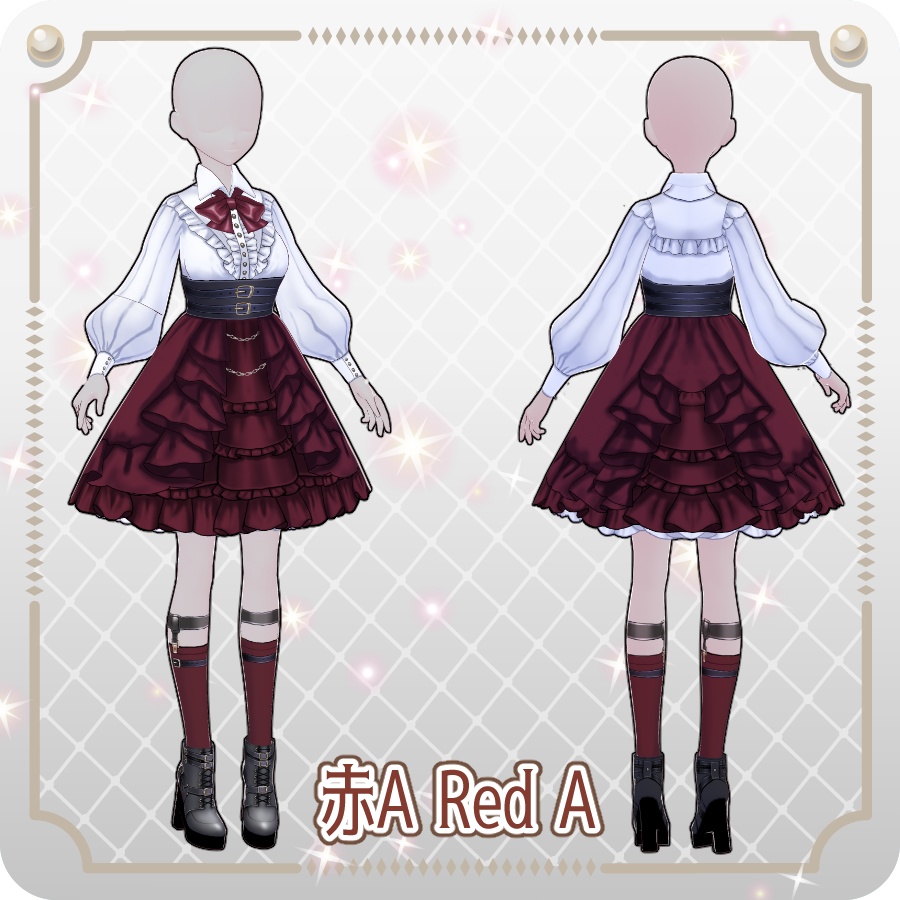 【VRoid Dress Set】フリルゴシックロリィタ12色Frill Gothic Lolita 12 Colors