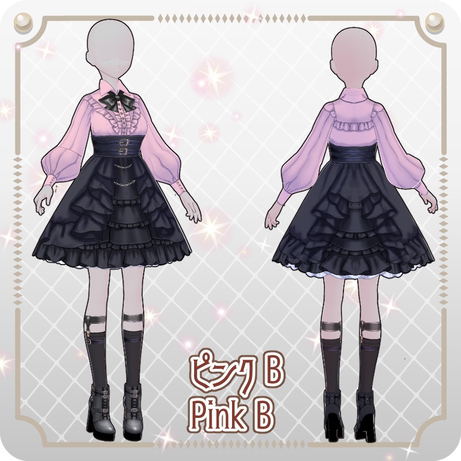 【VRoid Dress Set】フリルゴシックロリィタ12色Frill Gothic Lolita 12 Colors