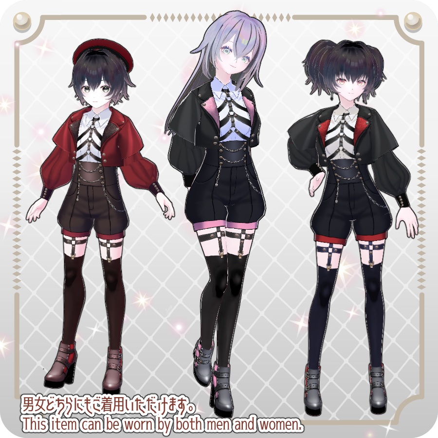 【VRoid Dress Set】皇子系ロリィタコートパンツ12色Prince-Style Lolita Coat Pants in 12 Colors