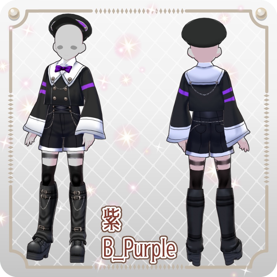 【VRoid Dress Set】ゴシックセーラーパンツスタイル12色Gothic Sailor Pants Style (12 Colors)
