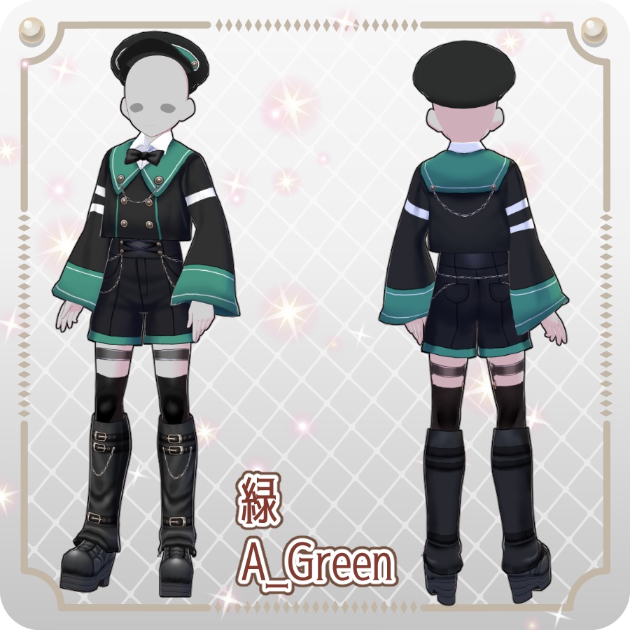 【VRoid Dress Set】ゴシックセーラーパンツスタイル12色Gothic Sailor Pants Style (12 Colors)