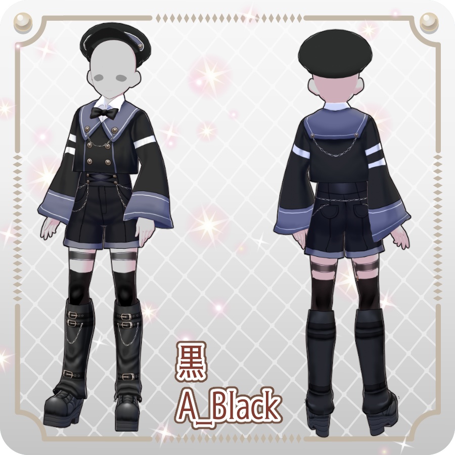【VRoid Dress Set】ゴシックセーラーパンツスタイル12色Gothic Sailor Pants Style (12 Colors)