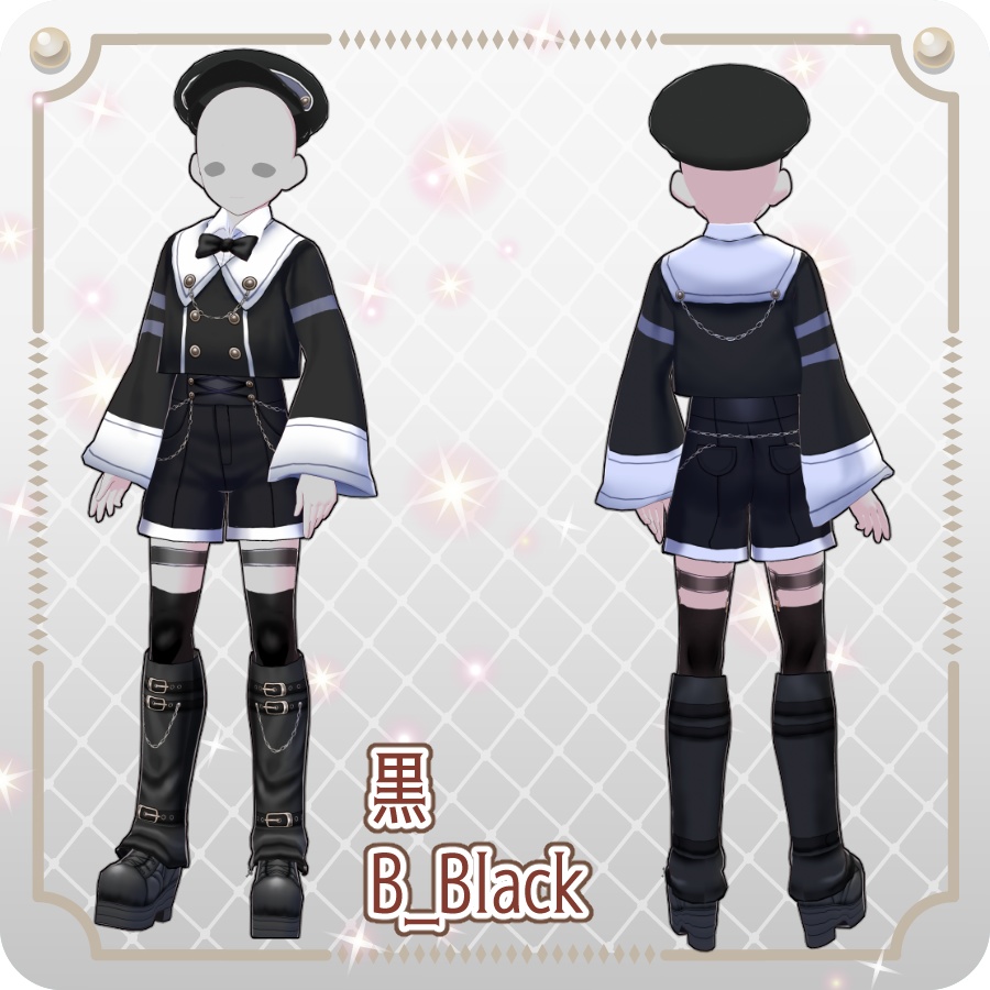 【VRoid Dress Set】ゴシックセーラーパンツスタイル12色Gothic Sailor Pants Style (12 Colors)