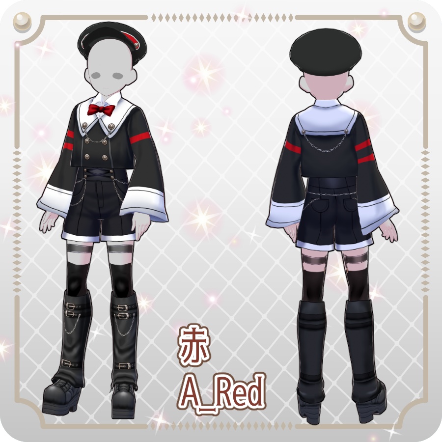 【VRoid Dress Set】ゴシックセーラーパンツスタイル12色Gothic Sailor Pants Style (12 Colors)