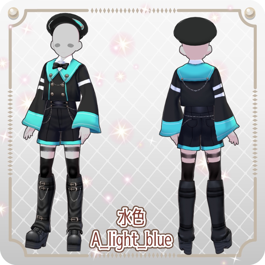 【VRoid Dress Set】ゴシックセーラーパンツスタイル12色Gothic Sailor Pants Style (12 Colors)