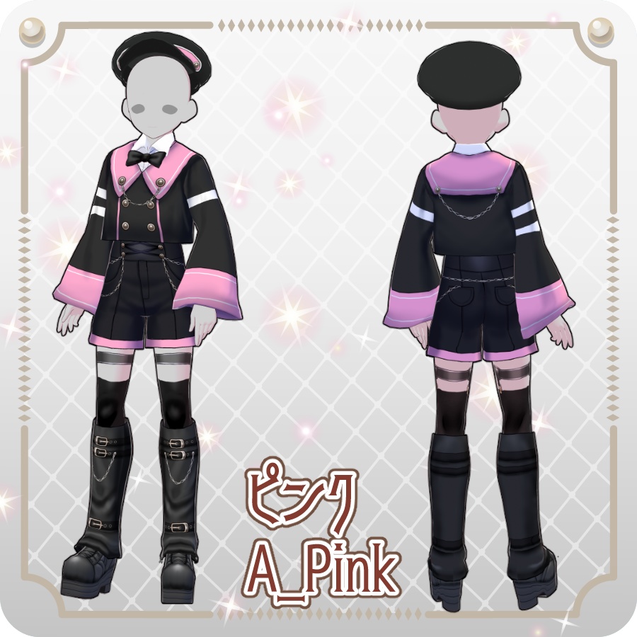 【VRoid Dress Set】ゴシックセーラーパンツスタイル12色Gothic Sailor Pants Style (12 Colors)