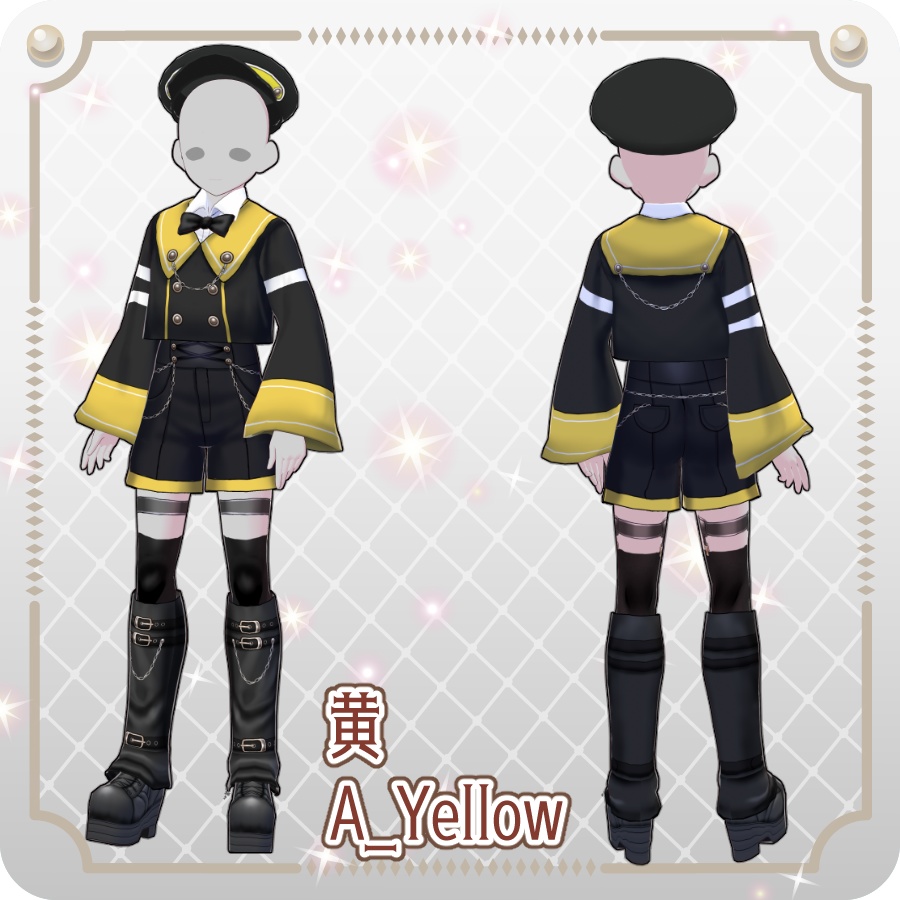 【VRoid Dress Set】ゴシックセーラーパンツスタイル12色Gothic Sailor Pants Style (12 Colors)