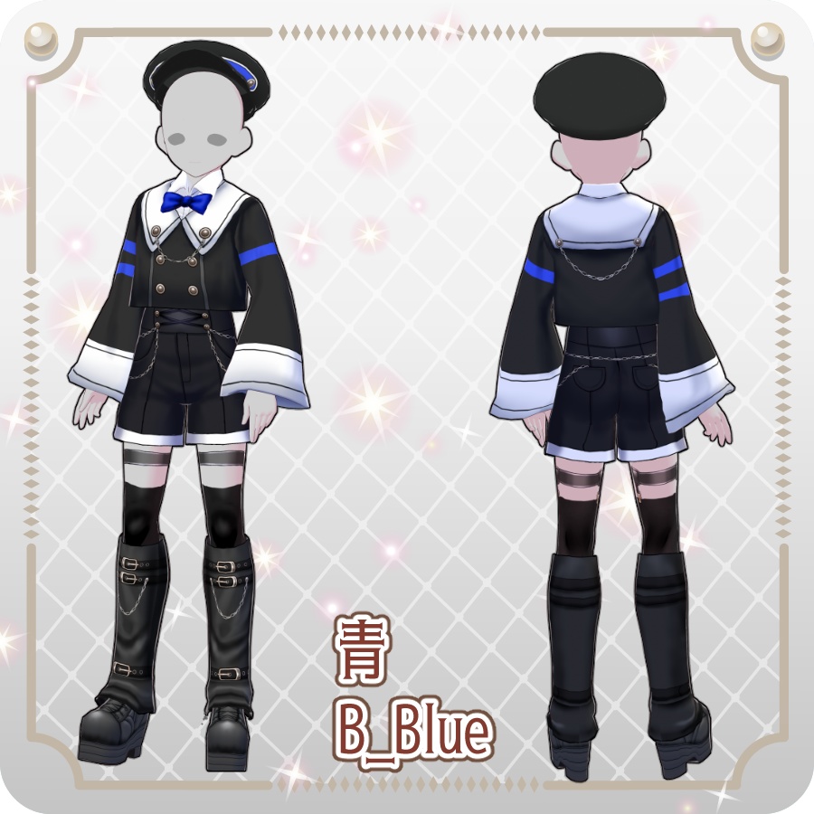 【VRoid Dress Set】ゴシックセーラーパンツスタイル12色Gothic Sailor Pants Style (12 Colors)