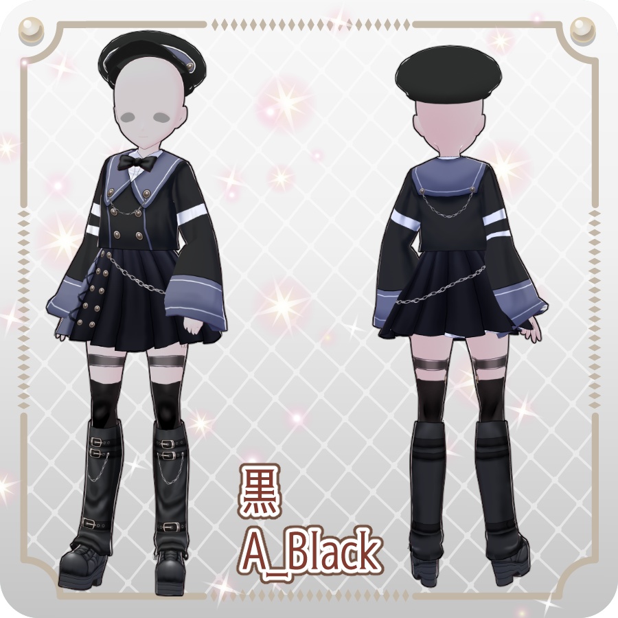 【VRoid Dress Set】ゴシックセーラースカートスタイル12色Gothic Sailor Skirt Style: 12 Colors