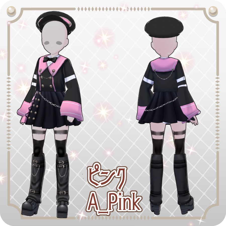 【VRoid Dress Set】ゴシックセーラースカートスタイル12色Gothic Sailor Skirt Style: 12 Colors