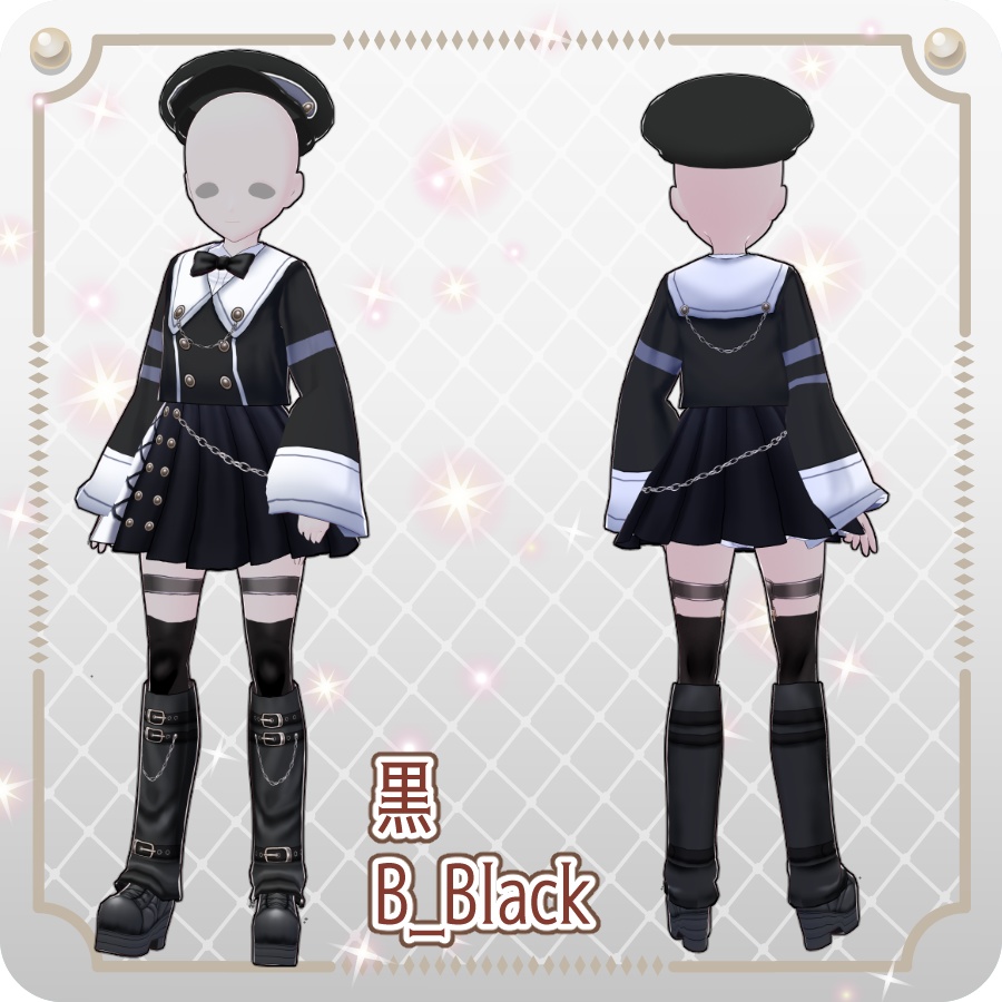 【VRoid Dress Set】ゴシックセーラースカートスタイル12色Gothic Sailor Skirt Style: 12 Colors