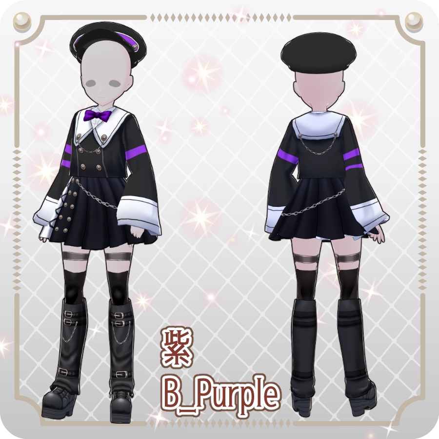 【VRoid Dress Set】ゴシックセーラースカートスタイル12色Gothic Sailor Skirt Style: 12 Colors