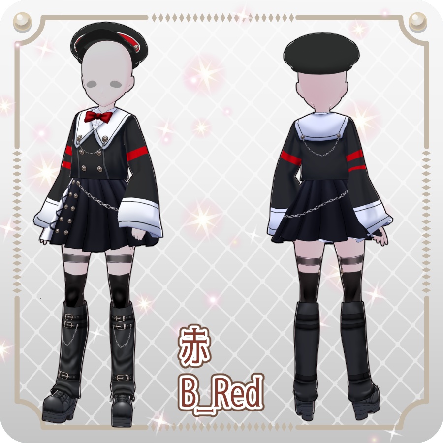 【VRoid Dress Set】ゴシックセーラースカートスタイル12色Gothic Sailor Skirt Style: 12 Colors