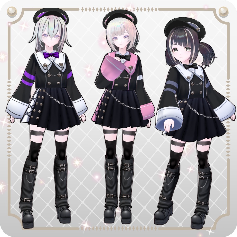 【VRoid Dress Set】ゴシックセーラースカートスタイル12色Gothic Sailor Skirt Style: 12 Colors