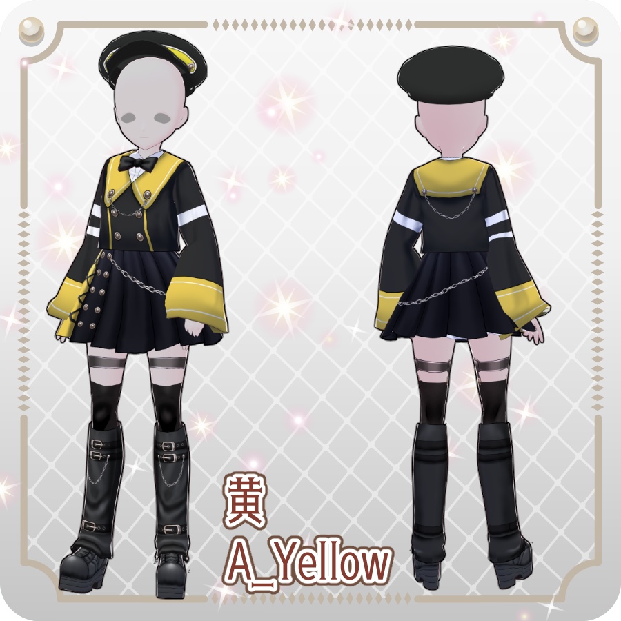【VRoid Dress Set】ゴシックセーラースカートスタイル12色Gothic Sailor Skirt Style: 12 Colors