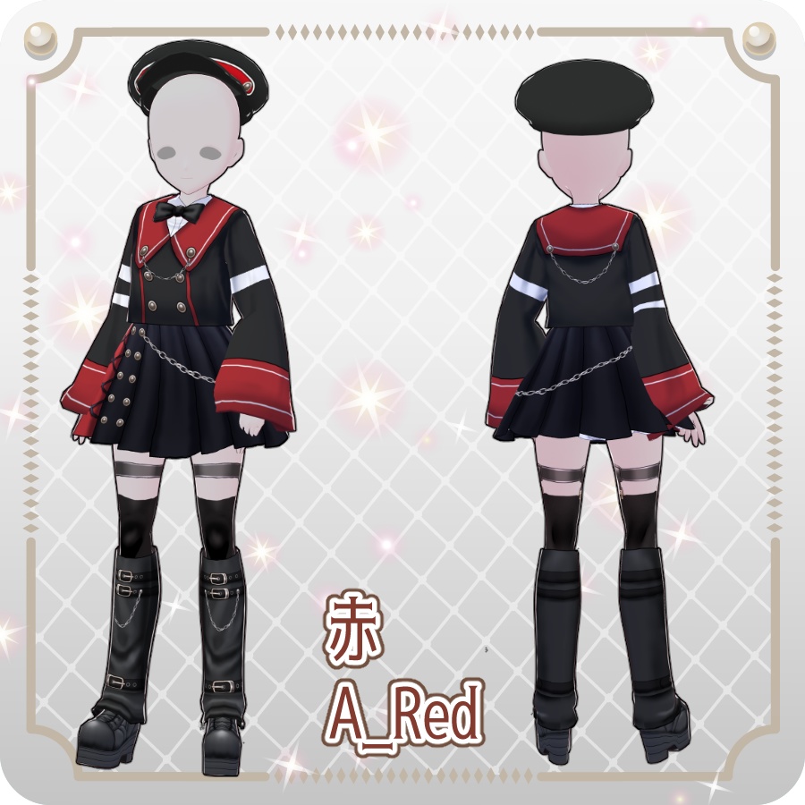 【VRoid Dress Set】ゴシックセーラースカートスタイル12色Gothic Sailor Skirt Style: 12 Colors