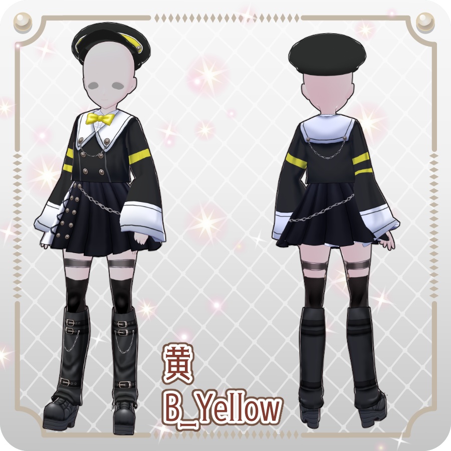 【VRoid Dress Set】ゴシックセーラースカートスタイル12色Gothic Sailor Skirt Style: 12 Colors