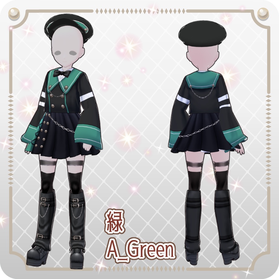【VRoid Dress Set】ゴシックセーラースカートスタイル12色Gothic Sailor Skirt Style: 12 Colors