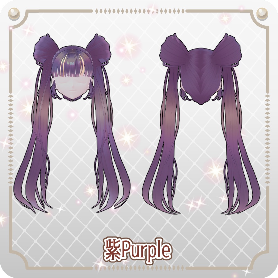 【VRoid hair preset】お団子ツインテール6色 6-Color Bun Twin Tails