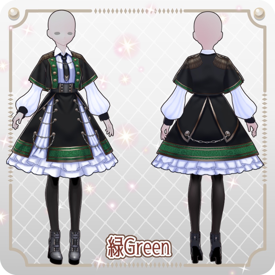 【VRoid Dress Set】軍服ロリィタ6色Military-Style Lolita in 6 Colors