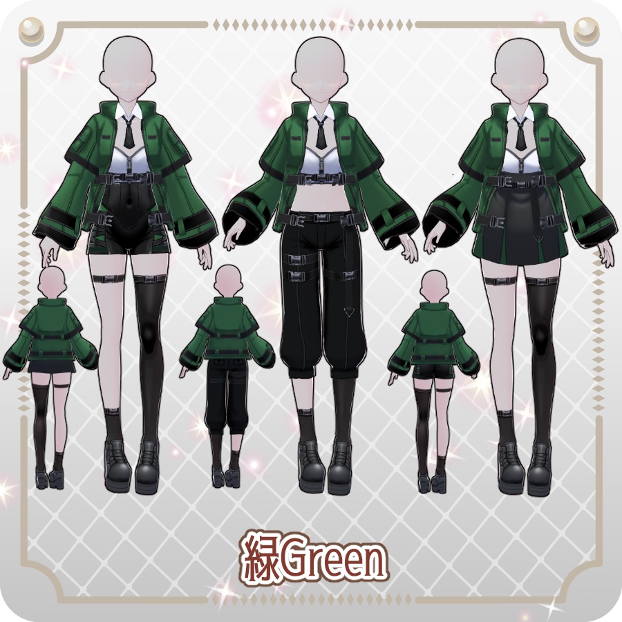 【VRoid Dress Set】サイバーパンクスタイルセット6色Cyberpunk Style Set (6 Colors)