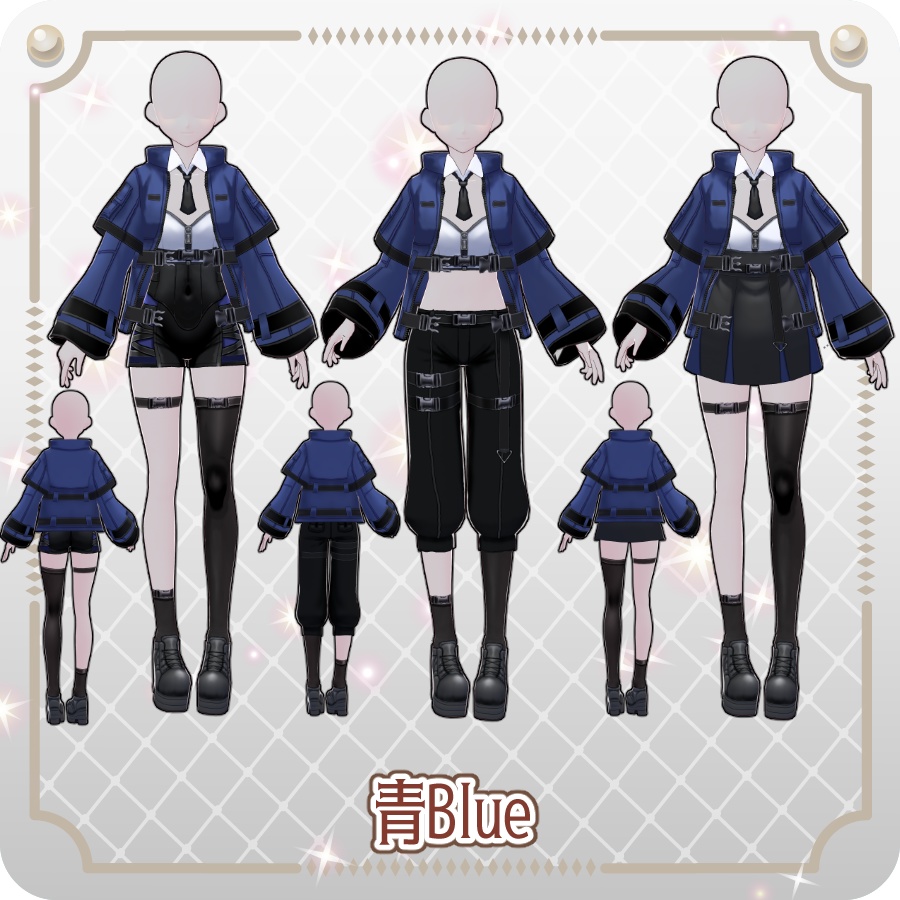 【VRoid Dress Set】サイバーパンクスタイルセット6色Cyberpunk Style Set (6 Colors)
