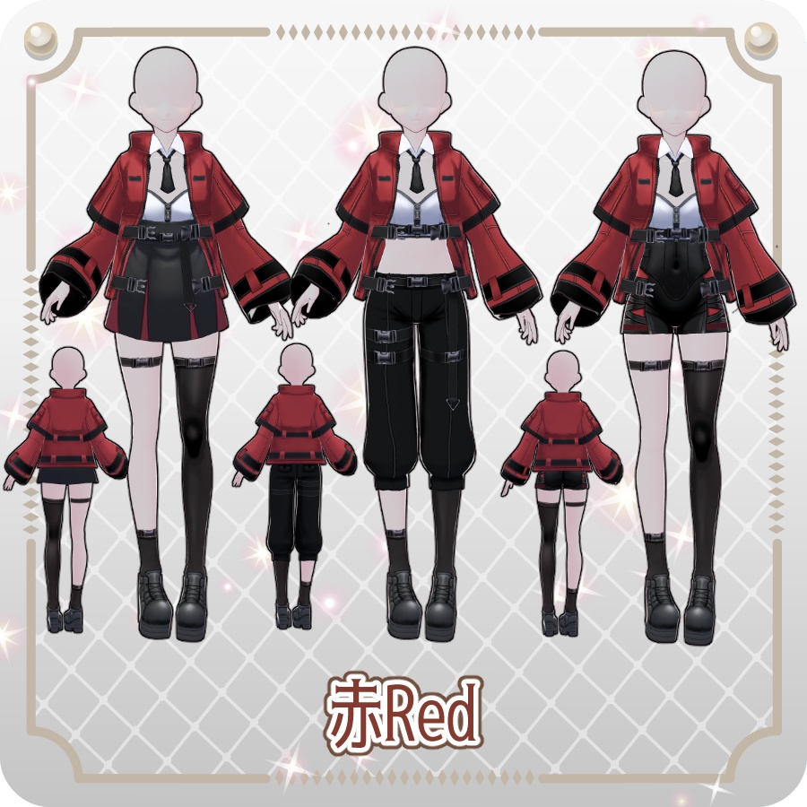 【VRoid Dress Set】サイバーパンクスタイルセット6色Cyberpunk Style Set (6 Colors)