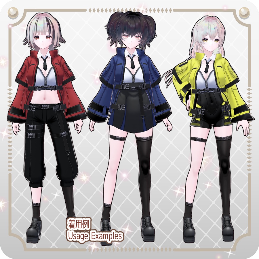 【VRoid Dress Set】サイバーパンクスタイルセット6色Cyberpunk Style Set (6 Colors)