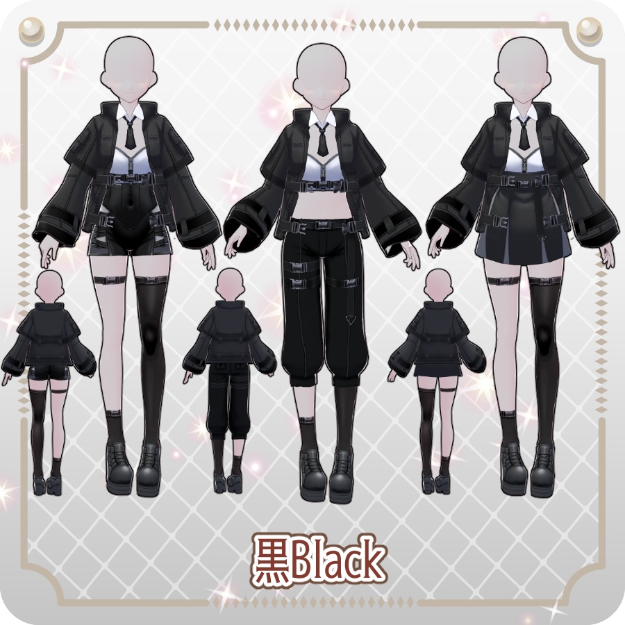 【VRoid Dress Set】サイバーパンクスタイルセット6色Cyberpunk Style Set (6 Colors)