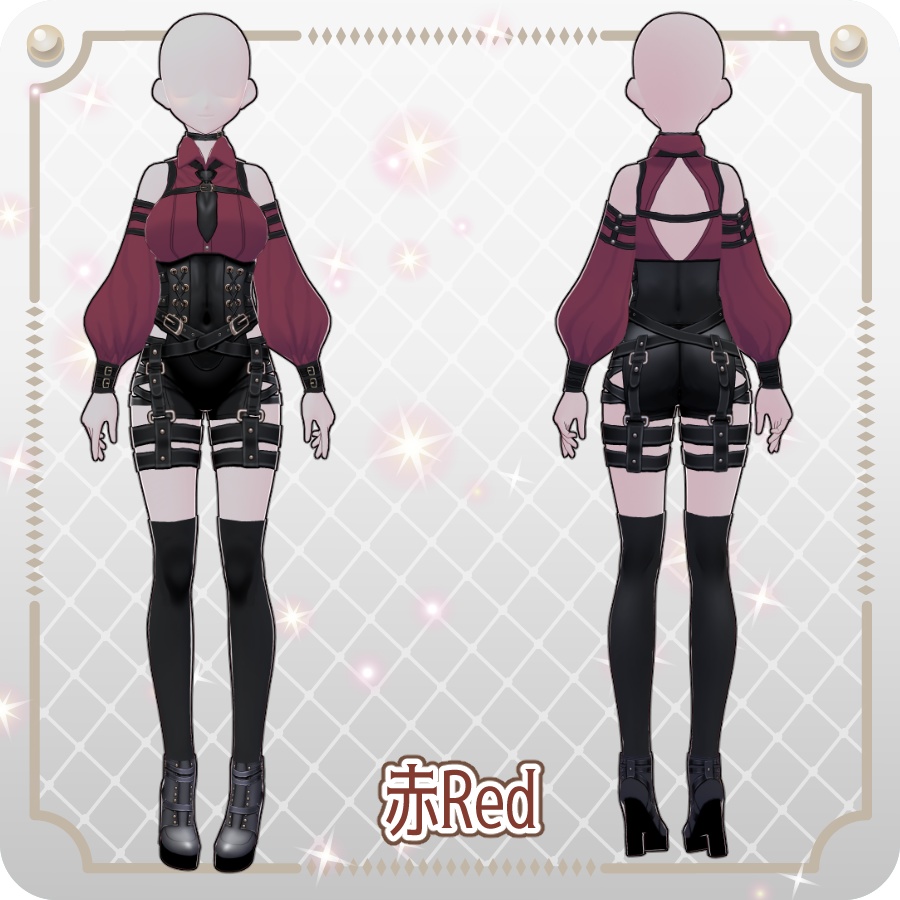 【VRoid Dress Set】ゴシックミリタリーベルトパンツ6色Gothic Military Belt Pants (6 Colors)