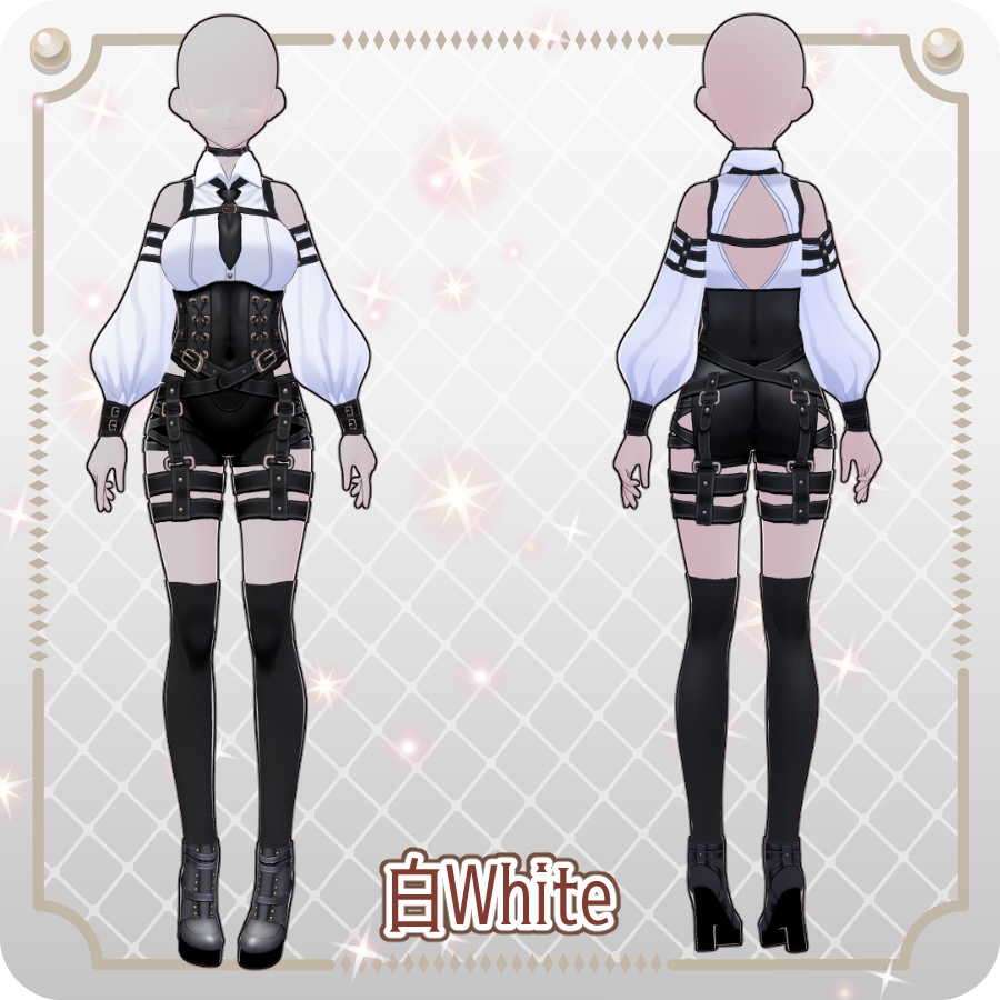 【VRoid Dress Set】ゴシックミリタリーベルトパンツ6色Gothic Military Belt Pants (6 Colors)