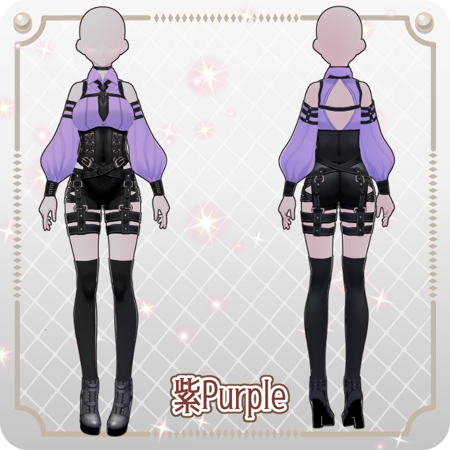 【VRoid Dress Set】ゴシックミリタリーベルトパンツ6色Gothic Military Belt Pants (6 Colors)