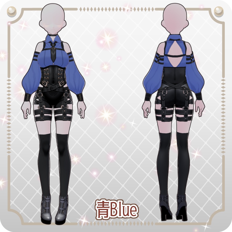【VRoid Dress Set】ゴシックミリタリーベルトパンツ6色Gothic Military Belt Pants (6 Colors)