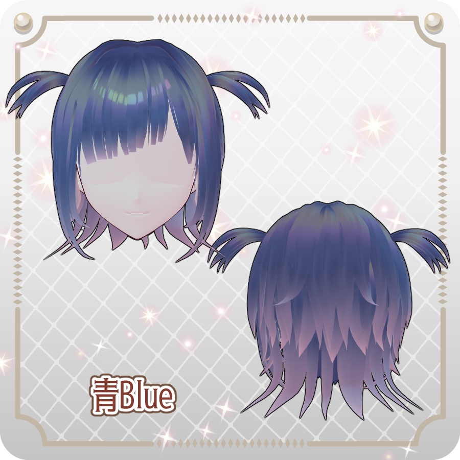 【VRoid hair preset】外はねハーフツインボブ6色Half-Twin Bob in 6 Colors