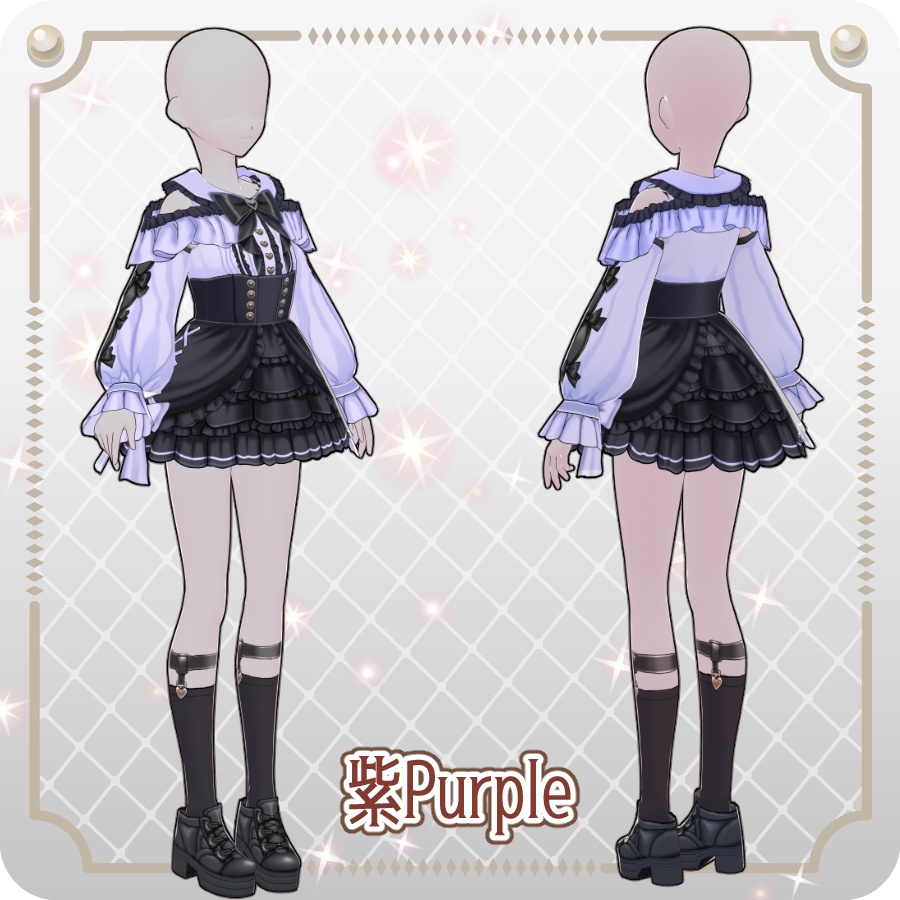 【VRoid Dress Set】地雷系オフショルダースカート6色Off-the-shoulder skirt in 6 colors