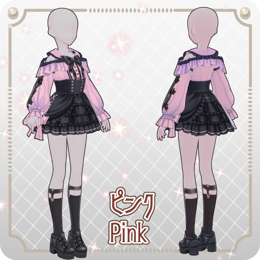 【VRoid Dress Set】地雷系オフショルダースカート6色Off-the-shoulder skirt in 6 colors