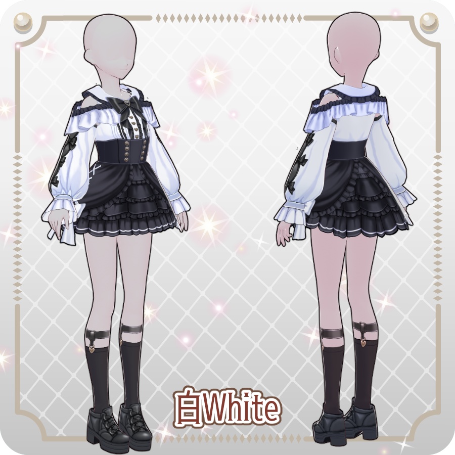 【VRoid Dress Set】地雷系オフショルダースカート6色Off-the-shoulder skirt in 6 colors