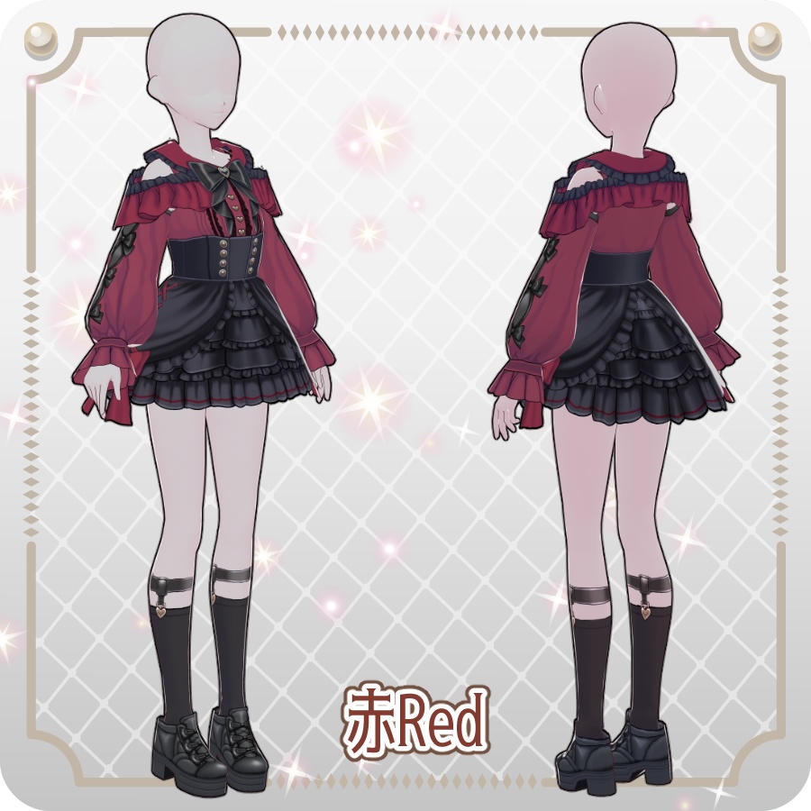 【VRoid Dress Set】地雷系オフショルダースカート6色Off-the-shoulder skirt in 6 colors