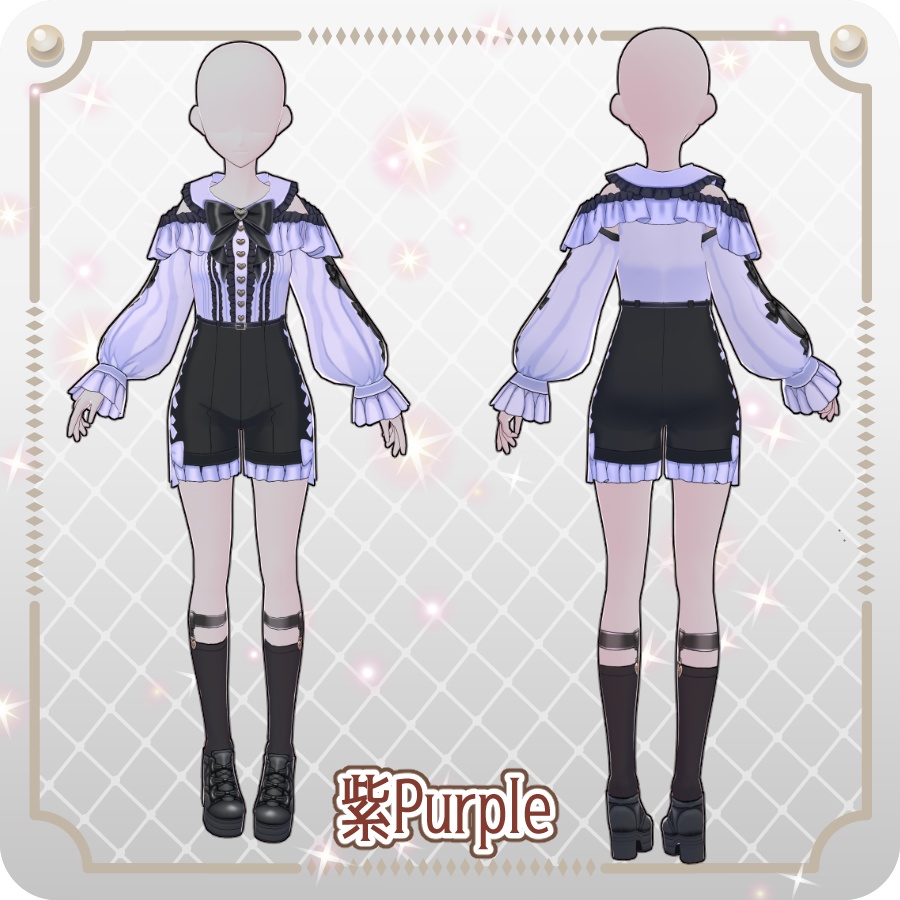 【VRoid Dress Set】地雷系オフショルダーズボン6色Off-the-shoulder skirt in 6 colors