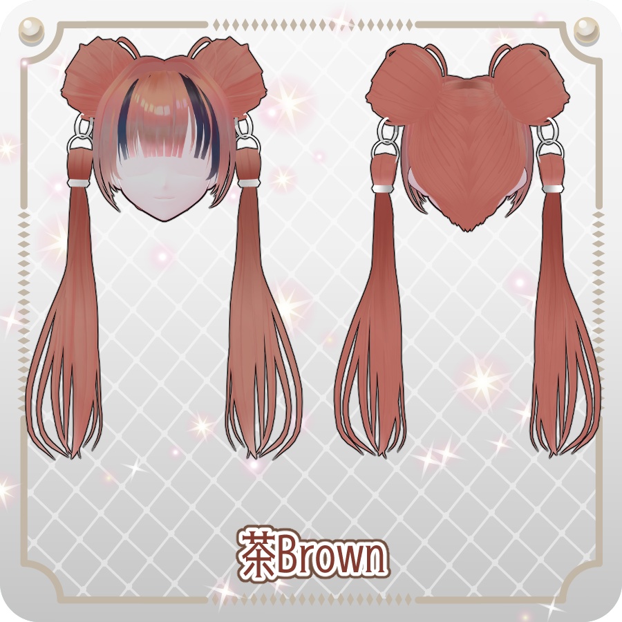 【VRoid hair preset】エクステお団子ツインテール6色Hair Extensions: Bun-Style Twin Tails (6 Colors)