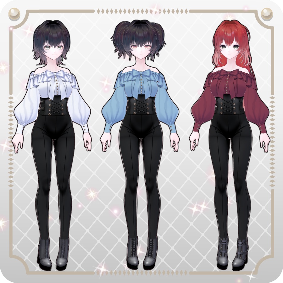 【VRoid Dress Set】オフショルダーパンツ6色