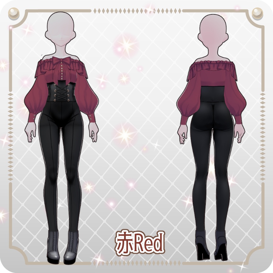 【VRoid Dress Set】オフショルダーパンツ6色