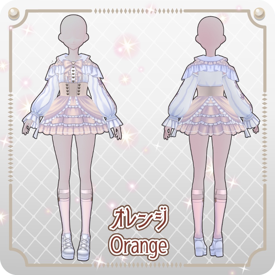 【VRoid Dress Set】地雷系オフショルダースカートライトカラー6色Off-the-shoulder Skirt in Light Colors (6 Colors)