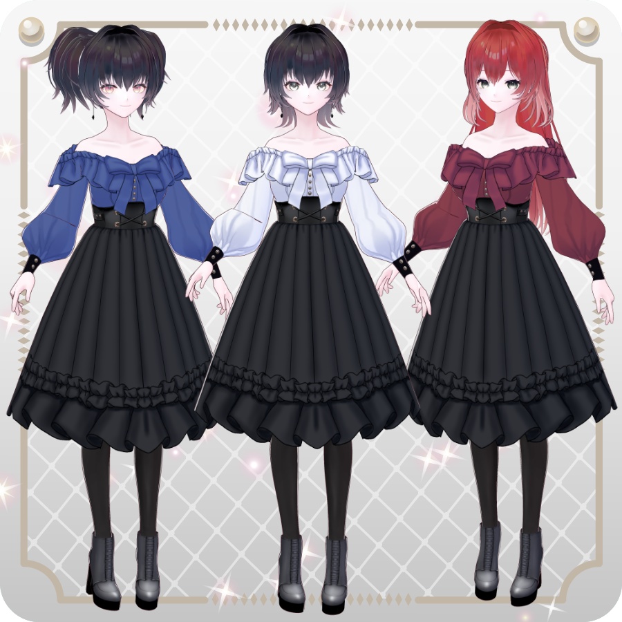 【VRoid Dress Set】オフショルダースカート6色Off-the-shoulder skirt (6 colors)